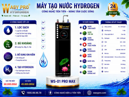 Máy tạo nước Hydrogen giàu ion kiềm sạch Model WS-01 PRO MAX