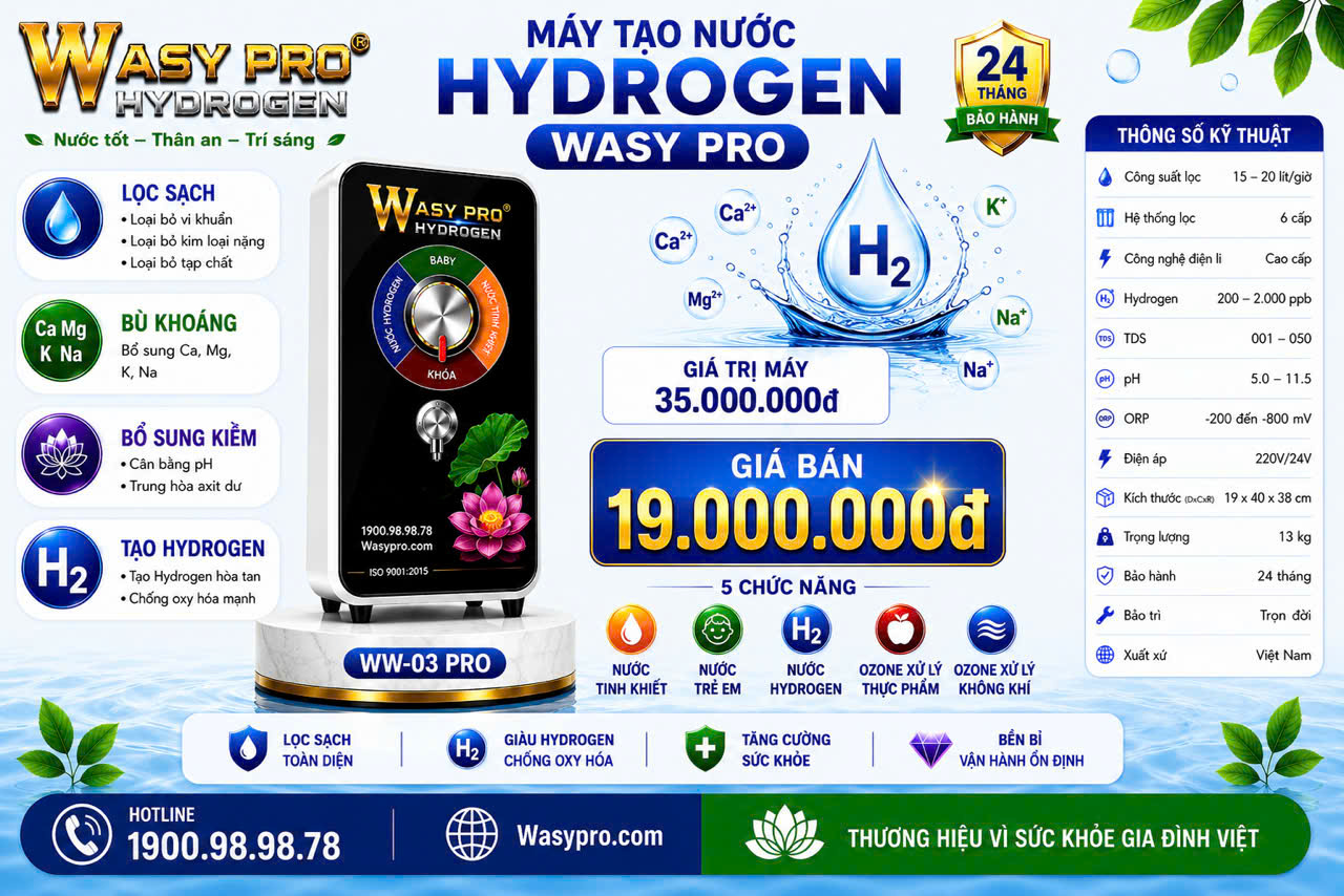 Máy tạo nước Hydrogen giàu ion kiềm sạch Model WS-03 PRO
