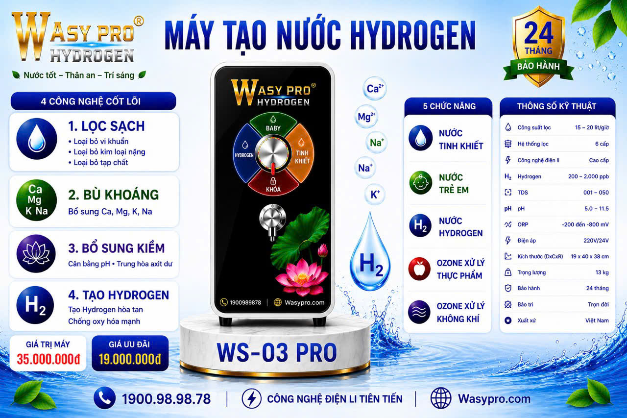 Máy tạo nước Hydrogen giàu ion kiềm sạch Model WS-03