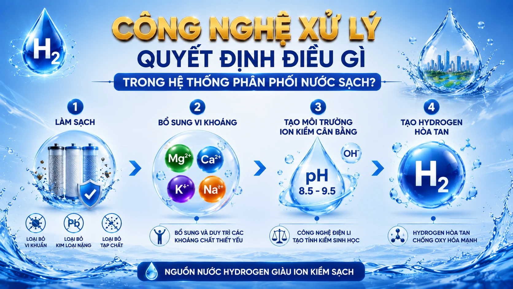 Công nghệ xử lý quyết định điều gì trong hệ thống phân phối nước sạch