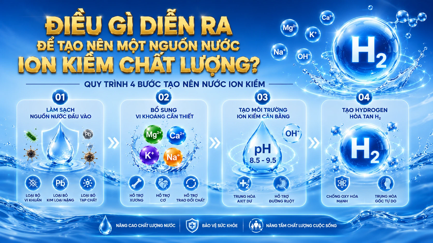 Điều gì diễn ra để tạo nên một nguồn nước ion kiềm chất lượng