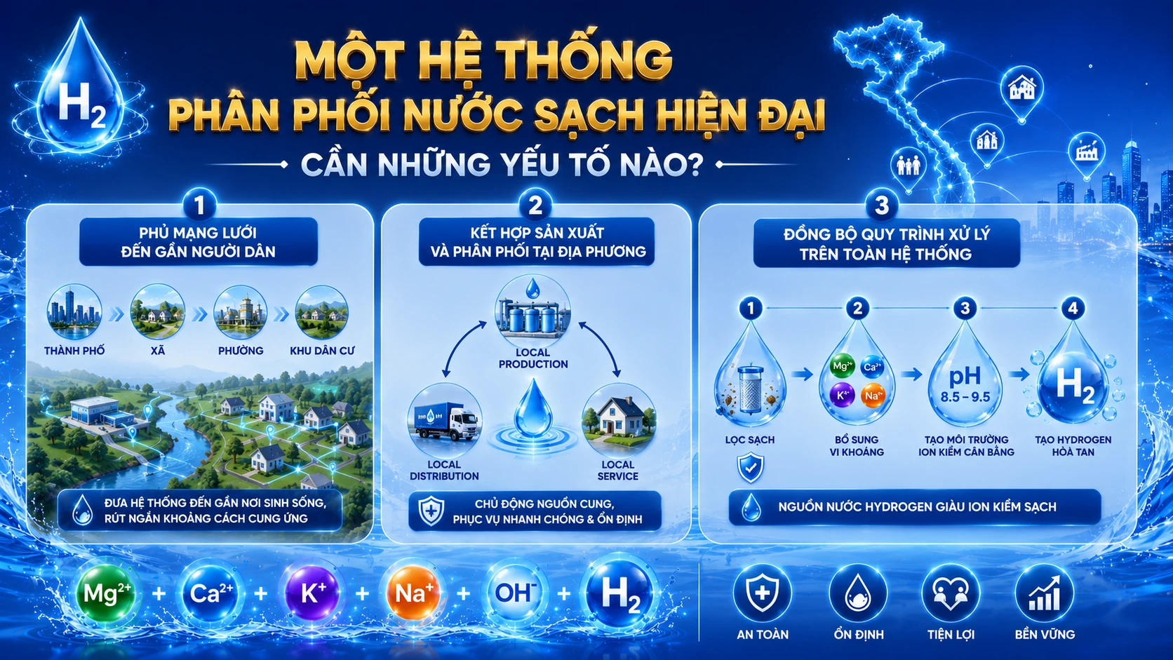 Một hệ thống phân phối nước sạch hiện đại cần những yếu tố nào