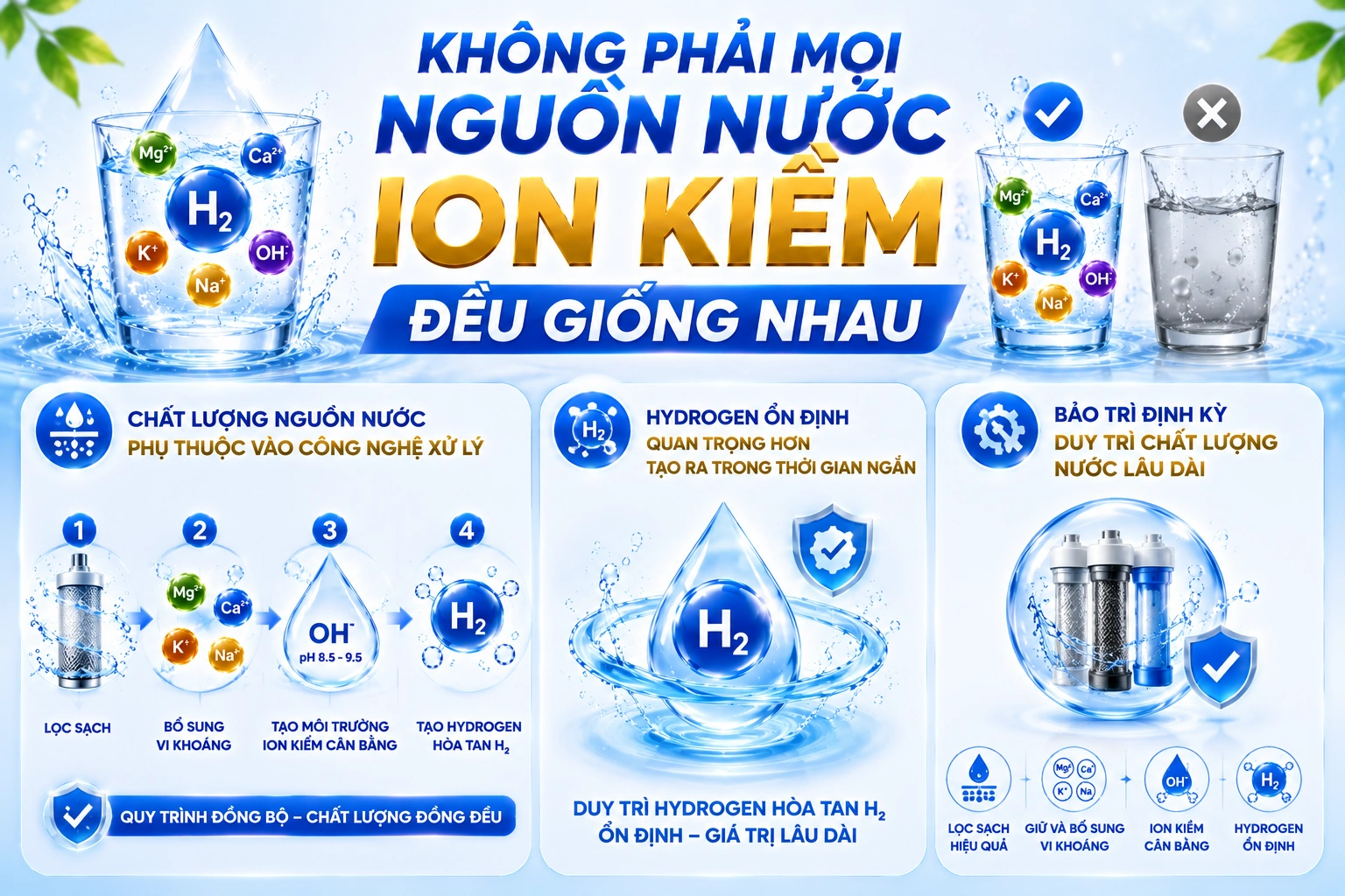 Không phải mọi nguồn nước ion kiềm đều giống nhau