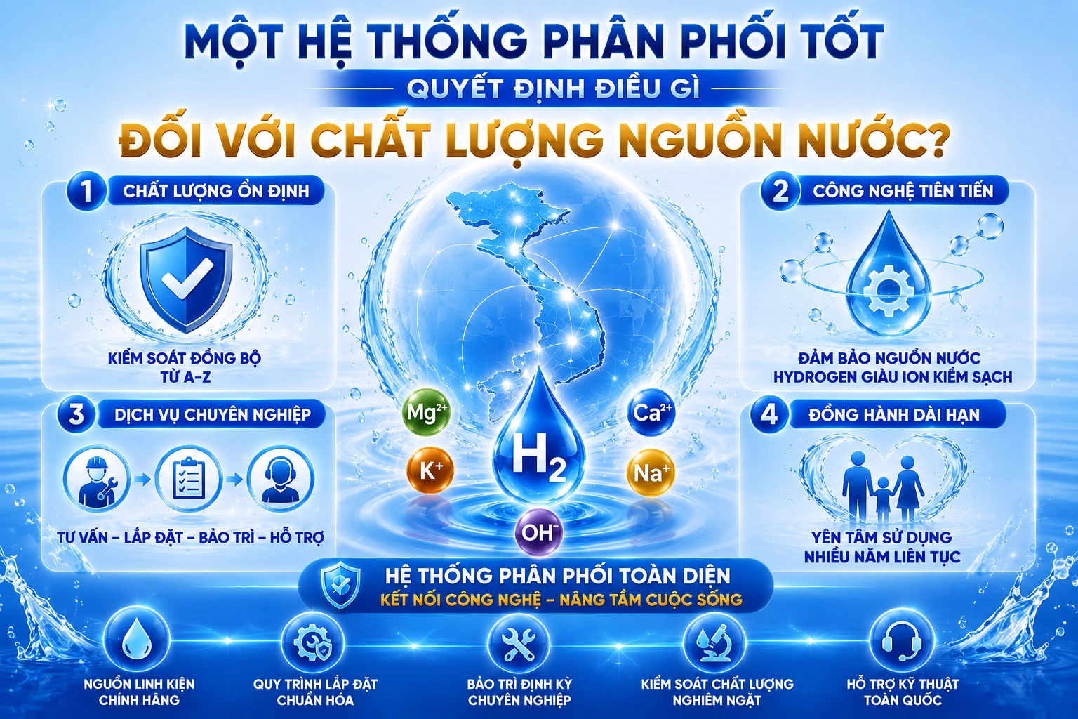 Một hệ thống phân phối tốt quyết định điều gì đối với chất lượng nguồn nước